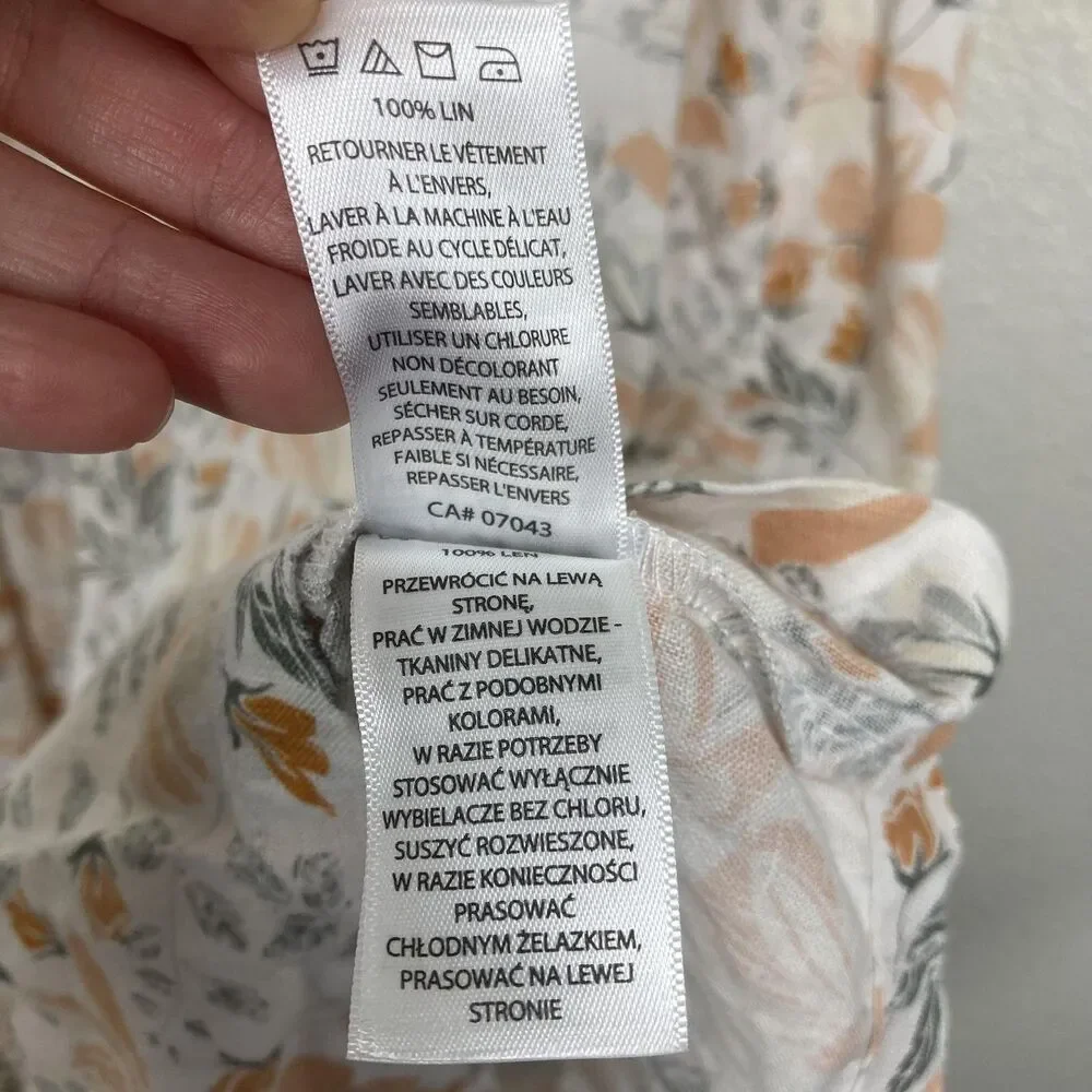 Sun Dress Linen Dress Joie Floral Large 100% Linen Sleeveless Tiered Summer